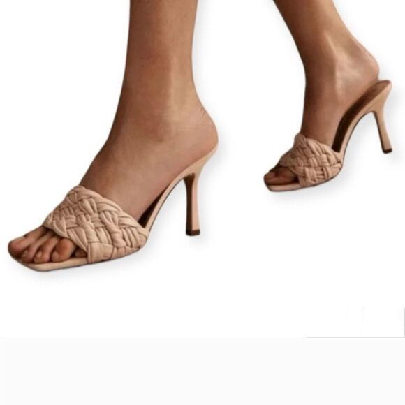 Matc Fisher Draya Open Toe Braided Sandal Slide In Macaroon Tan Size 9.5 NWT - Picture 2 of 8